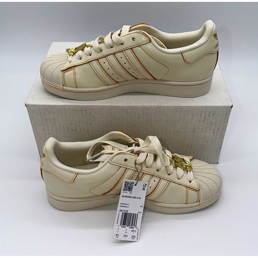 Adidas Women's Superstar II W Shoes JS1379 Size 8.5 Off White Gold Metallic NWT